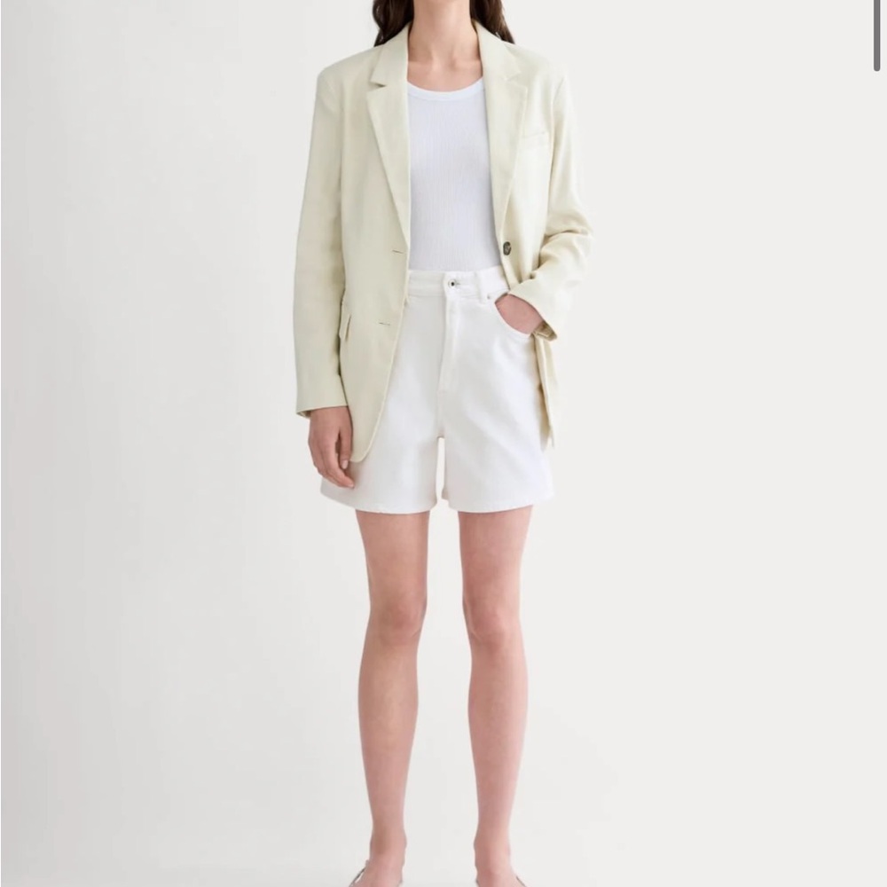 Everlane The A-Line Denim Short | White - Picture 4 of 8